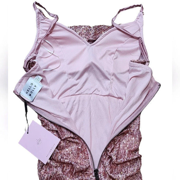 Hello Molly Replay Button Pink Sequin Mini Dress NWT - Picture 10 of 12
